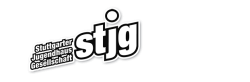 stjg-Logo in weißer Schrift und mit schwarzer Umrandung